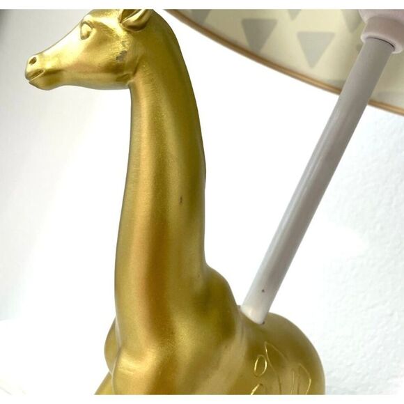 Giraffe Lamp Gold Base Black White Shade 10 x 17 - Picture 6 of 7